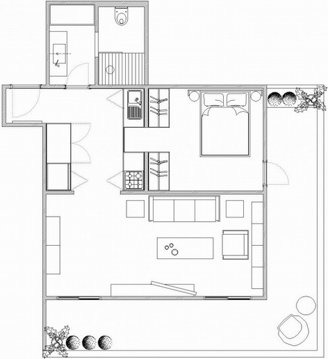 極簡(jiǎn)設(shè)計(jì)方法中創(chuàng)建結(jié)構(gòu)是混合了中世紀(jì)家具及木紋理,創(chuàng)造一個(gè)熱情好客的氛圍。